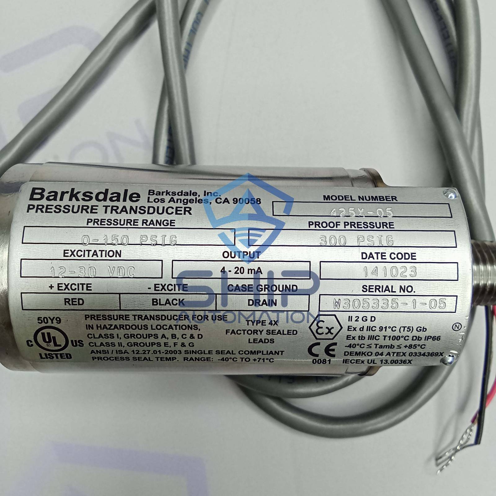 Barksdale 425x05 Pressure Transmitter Barksdale Ship Automation