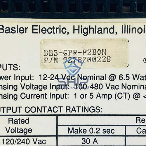 BE3 GPR P2BON(92782 00228) (3) Basler Electric BE3-GPR-P2BON | Generator Protective Relay (9278200228)