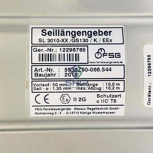 SL 3010-XXGS 130KEEx (4) Seillangengeber SL 3010-XX/GS 130/K/EEx | Rope Length Transmitter