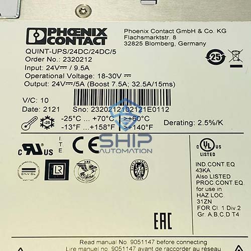 QUINT-UPS24DC24DC5 (4) Phoenix Contact QUINT-UPS/24DC/24DC/5 (2320212) | Uninterruptible power supply